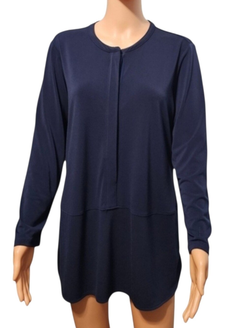 Lauren Ralph Lauren Women's Long Sleeve Navy Blue Old Money Tunic Top Sz L